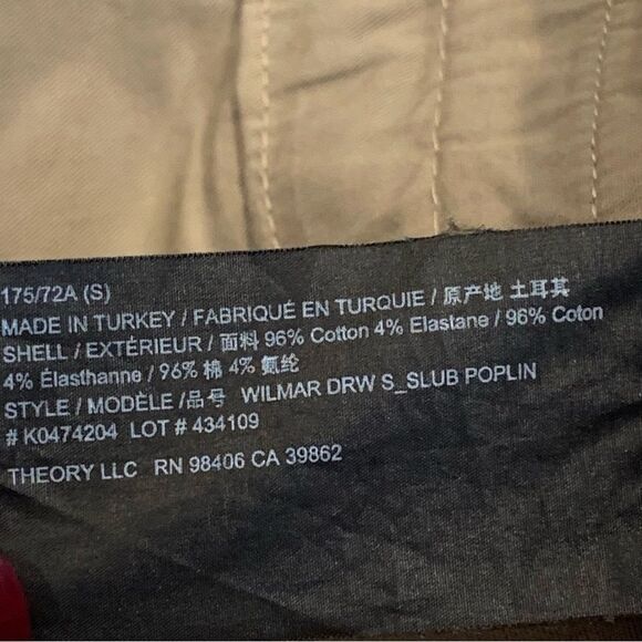 Theory Wilmar Drew Slub Poplin Shorts Size Small Cargo Brown - Picture 6 of 9